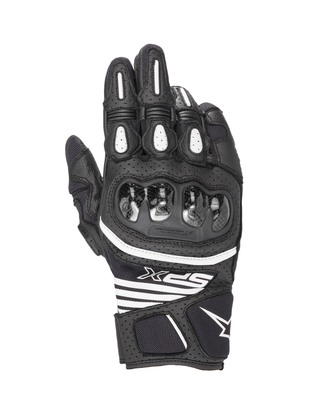 Gants Alpinestars SPX AC V2, gants de moto d'été courts, noirs et blancs, certifiés CE, en cuir et mesh avec protection des articulations en carbone