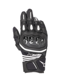 Gants Alpinestars SPX AC V2, gants de moto d'été courts, noirs et blancs, certifiés CE, en cuir et mesh avec protection des articulations en carbone