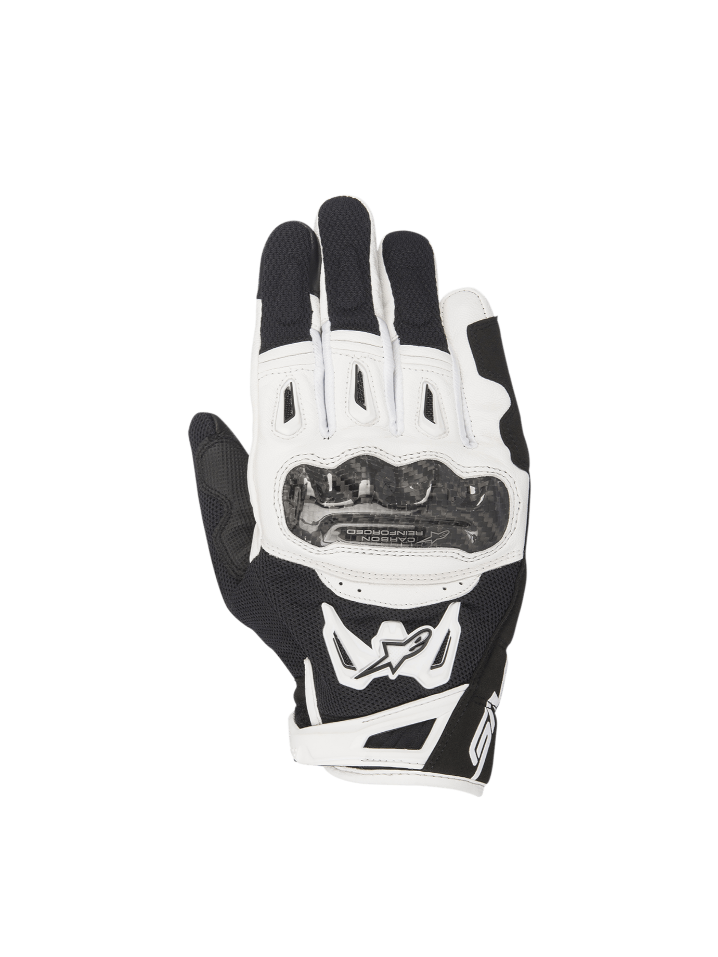 Alpinestars SMX-2 Air Carbon V2, gants de moto pour homme, noirs et blancs, protection en carbone, cuir et mesh 3D respirant