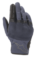 Alpinestars Copper Gloves, gants de moto urbains, bleu Mood Indigo avec accents noirs, construction en textile mesh, avec protection rigide des articulations et soufflets en accordéon sur les doigts, logo Alpinestars sur le dos de la main