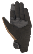 Alpinestars Copper Gloves, gants de moto urbains, Teck et noir, vue de la paume présentant une construction en daim synthétique, des empiècements de préhension renforcés, un bout de doigt compatible avec les écrans tactiles et des détails perforés sur les doigts