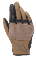 Gants Alpinestars Copper, gants de moto urbains, brun Teak et noir, construction en mesh respirant, empiècement texturé sur les articulations, manchette courte avec logo et lettrage Alpinestars