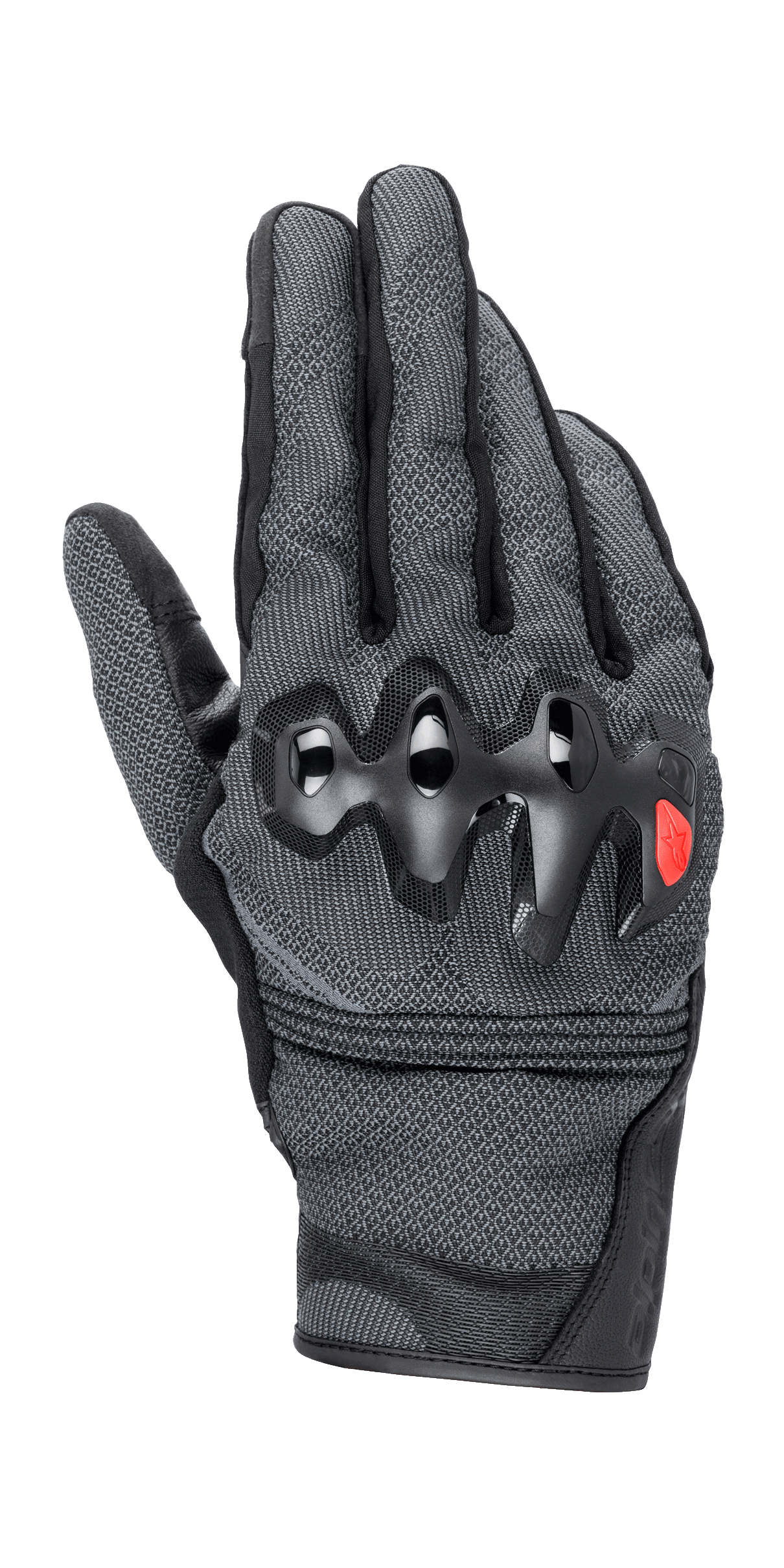 Gants Alpinestars Morph Street, gants de moto urbains, gris et noir, protections des articulations rigides avec logo rouge, construction texturée en MorphTech Weave, design à manchette courte