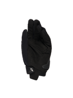 Gants Alpinestars SP X 1, noirs, vue de la paume montrant la construction en cuir synthétique pour l'adhérence, glissière de paume en TPR pour la protection contre les impacts, poignet ajustable avec logo Alpinestars blanc, équipement de sport moto