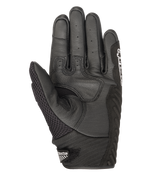 Gants Alpinestars SMX-1 Air V2, gants de moto, noirs, vue de la paume montrant la construction en cuir perforé et maille aérée, zones de préhension renforcées, manchette courte avec logo Alpinestars sur la fermeture