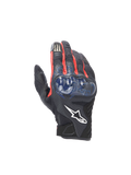 Alpinestars FQ20 SMX-1 Air V2 Monster, gants de moto noirs et bleus, protection rigide, cuir et maille aérée, Fabio Quartararo