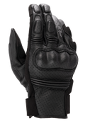 Alpinestars Phenom Leather Air Gloves, gants de moto noirs, construction en cuir de chèvre perforé, protection rigide intégrée des articulations, inserts extensibles en accordéon sur les doigts et fermeture à manchette courte