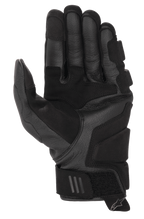 Gants en cuir Alpinestars Phenom Air, gants de moto, noir, vue de la paume avec construction en cuir de chèvre premium, rembourrage renforcé et sangle de poignet réglable avec logo