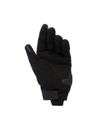 Gants Alpinestars Reef Femme V2, noir, vue de la paume montrant le matériau en suède synthétique, le renfort rembourré et la sangle de poignet à crochet et boucle, gants de moto urbains à manchette courte