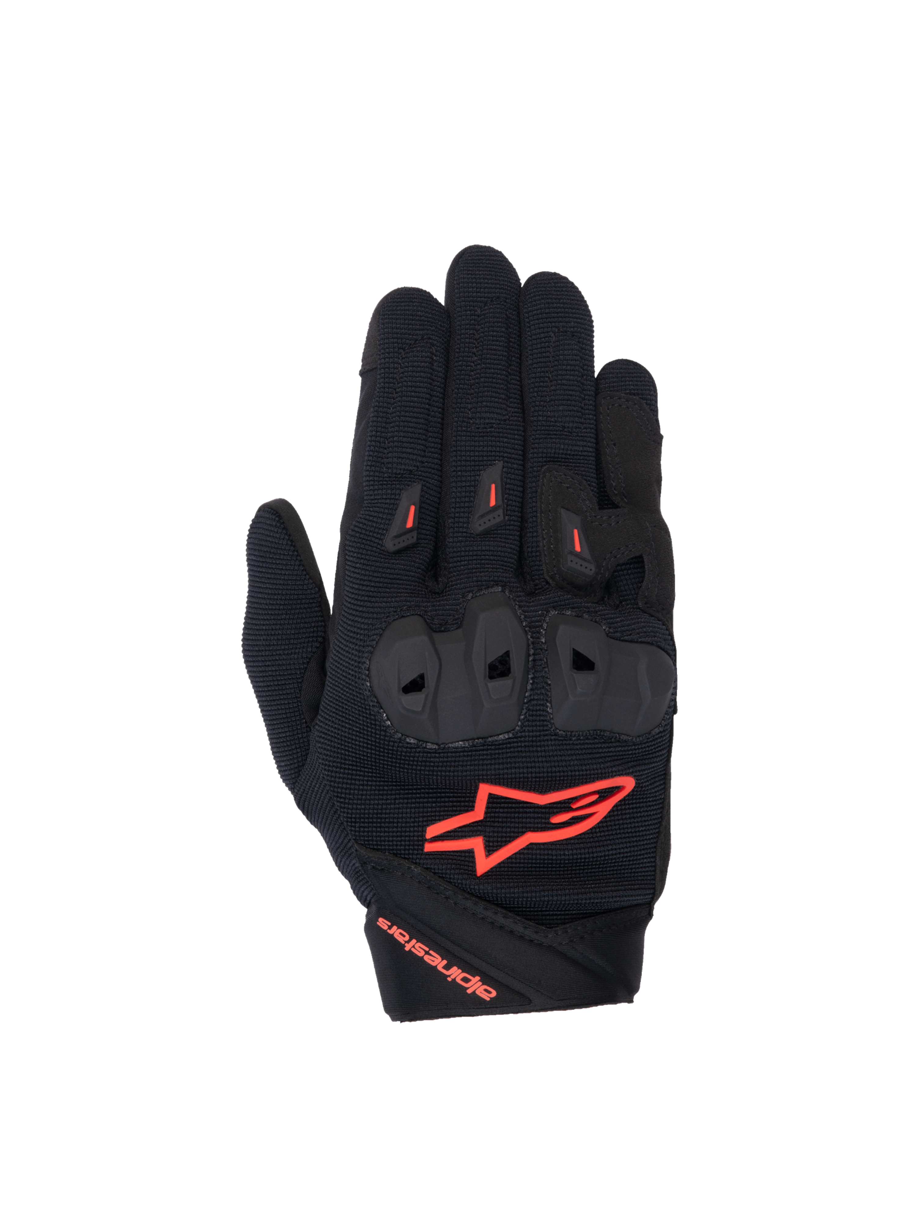 Alpinestars Stella SP X 1, gants de moto pour femme, noirs et rouge fluo, textile ventilé et protections TPR aux articulations