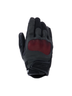 Gants Alpinestars Stella Mogress Airflow, gants de moto pour femme, noir anthracite et rouge, protection des articulations NUCLEON PLASMA avec mesh rouge, dos de la main perforé au laser, inserts en mesh 3D, manchette courte, design urbain respirant