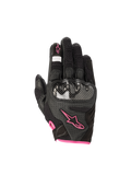 Alpinestars Stella SMX-1 Air V2, gants de moto pour femme, noirs et fuchsia, en cuir et mesh avec protections rigides.