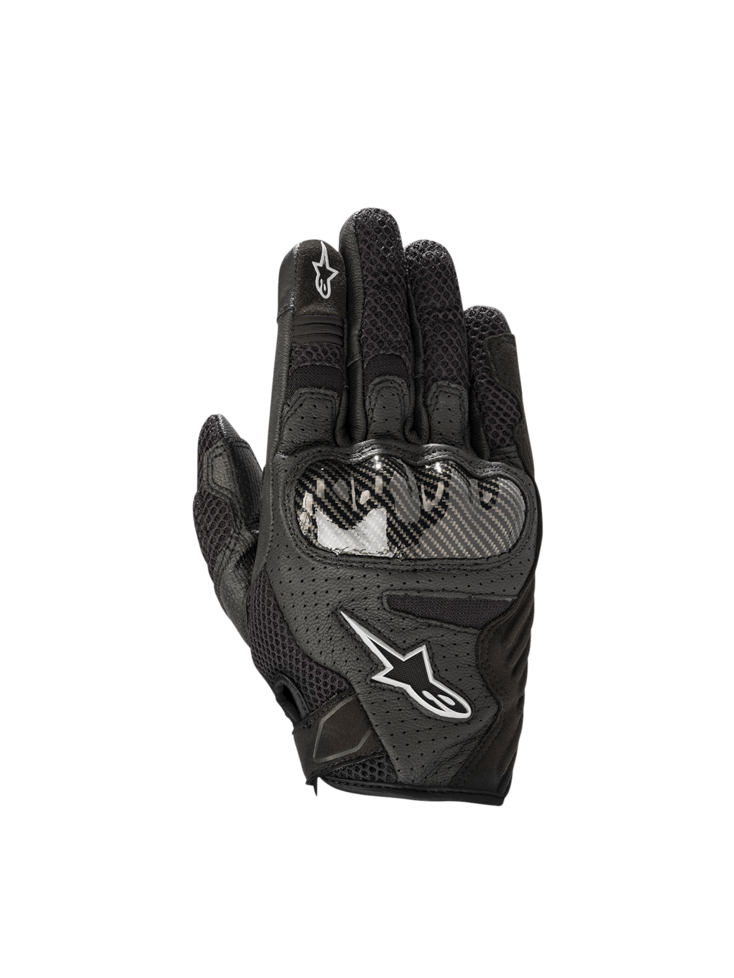 Alpinestars Stella SMX1-Air V2, gants de moto pour femme, noirs, cuir perforé et mesh avec protection rigide des articulations, certifiés CE