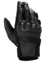 Alpinestars Stella Phenom Leather Air Glove, Women's Motorcycle Gloves, Black, backhand view highlighting hard perforated knuckle protection, padded finger joints, and premium leather texture.