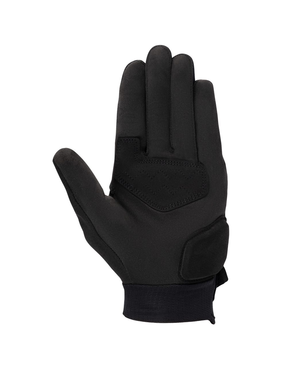 Gants Alpinestars Stated pour femme, noir, vue de la paume avec construction en daim synthétique, paume et pouce renforcés pour la résistance à l'abrasion, design de moto urbain épuré