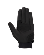 Gants Alpinestars Stated pour femme, noir, vue de la paume avec construction en daim synthétique, paume et pouce renforcés pour la résistance à l'abrasion, design de moto urbain épuré