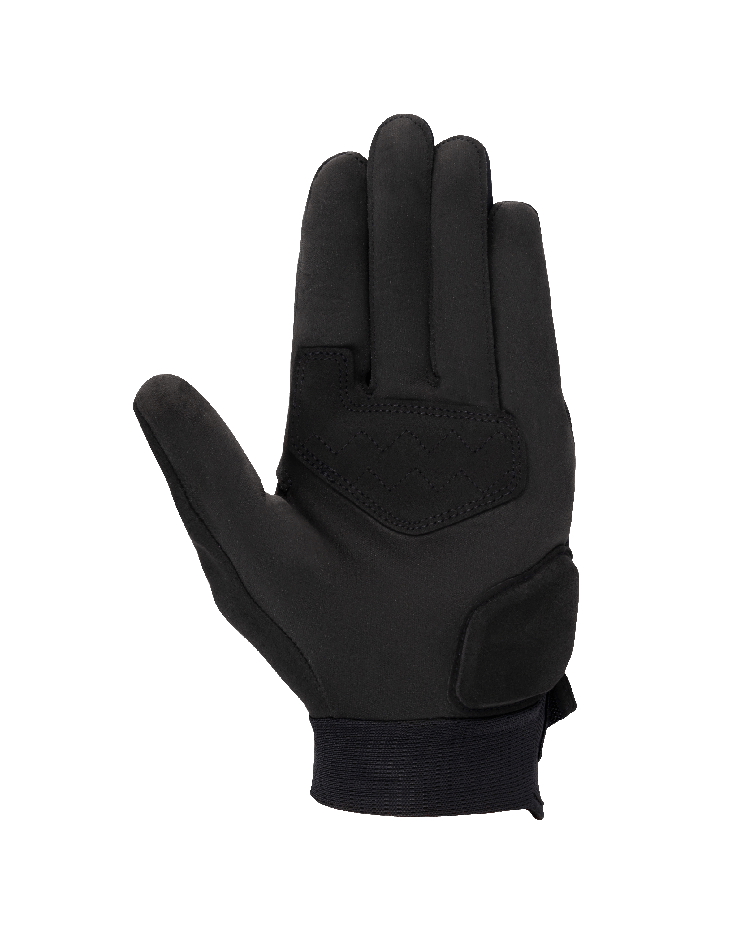 Gants Alpinestars Stated pour femme, noir, vue de la paume avec construction en daim synthétique, paume et pouce renforcés pour la résistance à l'abrasion, design de moto urbain épuré