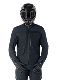 Veste Alpinestars St-7 Prime GORE-TEX, veste de moto touring noire, imperméable et respirante, fermeture éclair frontale, poches multiples, portée avec un casque et des gants assortis, protection haut de gamme pour rouler par tous les temps