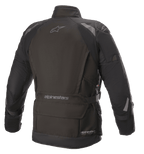 Veste Alpinestars Ketchum GORE-TEX, veste de moto, noire, vue arrière présentant une coupe touring allongée, détails réfléchissants sur les épaules et les bras, avec logos Alpinestars sur le haut du dos et au niveau de la taille.