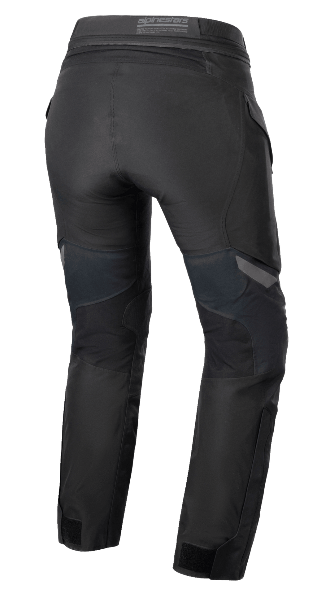 Pantalon Alpinestars Stella ST-7 2L GORE-TEX pour femme, noir et gris foncé, vue arrière montrant la construction textile aventure touring, l'empiècement dorsal et les détails de la taille.