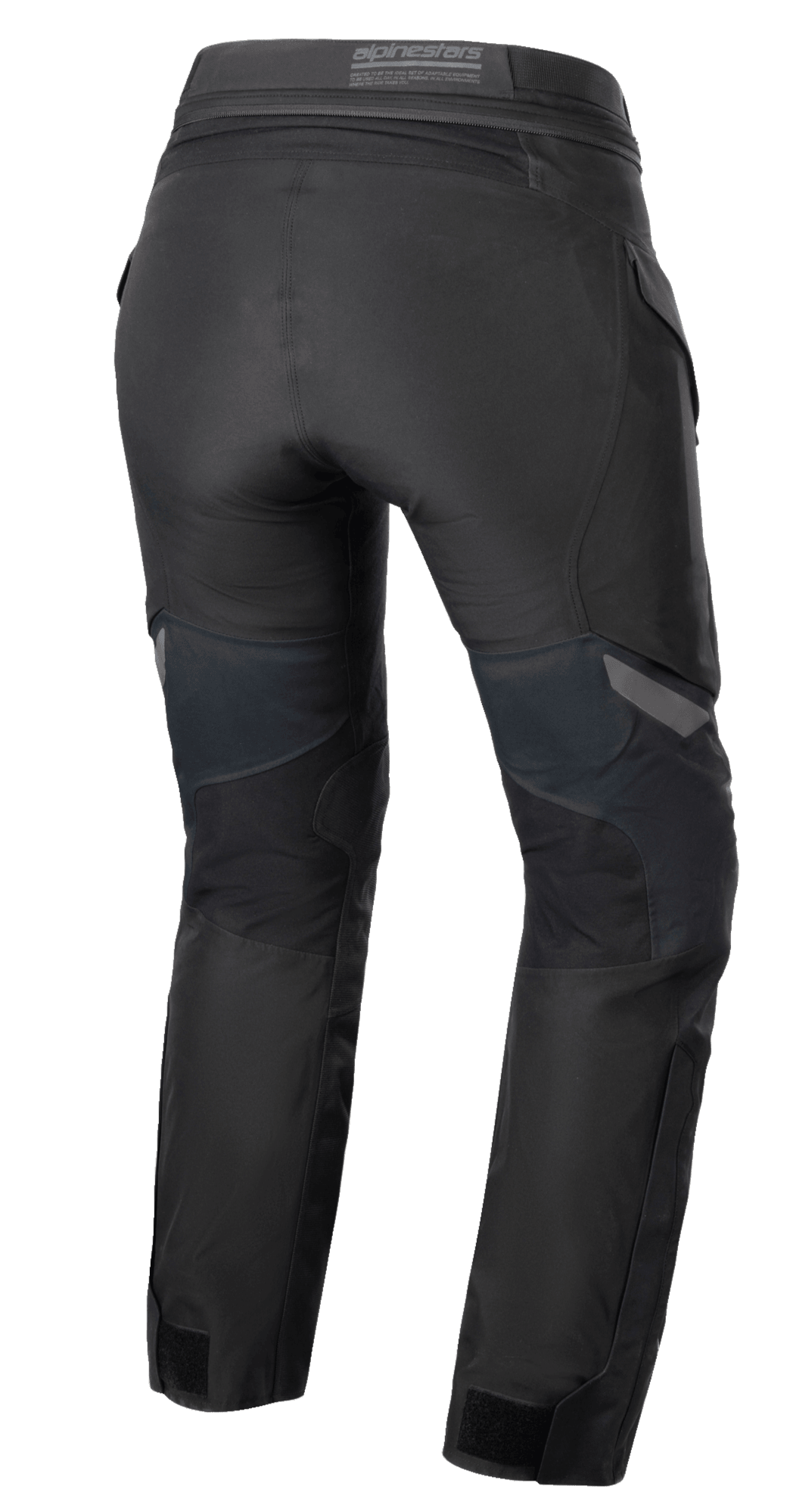 Pantalon Alpinestars Stella ST-7 2L GORE-TEX pour femme, noir et gris foncé, vue arrière montrant la construction textile aventure touring, l'empiècement dorsal et les détails de la taille.