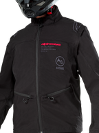 Veste Softshell Lite-Dura Alpinestars, noire, veste d'enduro tout-terrain coupe-vent, conception modulaire avec manches amovibles et doublure polaire, style technique minimaliste