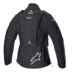 Veste Alpinestars Techdura avec sac tactique, veste de moto tout-terrain, Black Reflex, vue arrière avec gilet tactique détachable et logos ASTARS, grand logo étoile en bas du dos, conception modulaire robuste pour l'enduro
