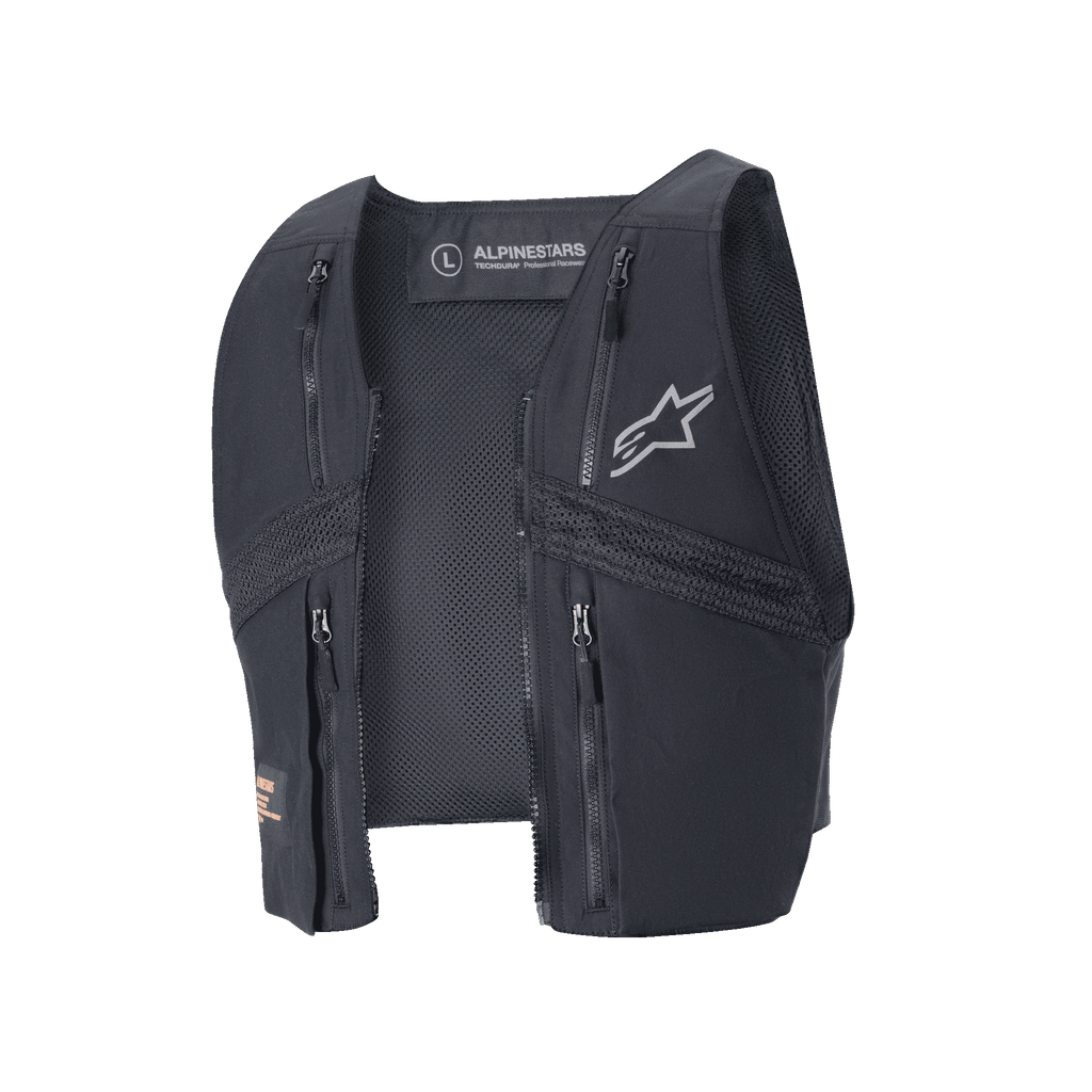 Gilet tactique Alpinestars Techdura, gilet modulaire amovible pour veste Techdura, Noir Reflex, doté de quatre poches zippées et d'une maille respirante, logo étoile réfléchissant, équipement technique pour l'enduro et le tout-terrain