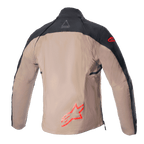 Veste Alpinestars Techdura, veste enduro tout-terrain, noir et brun falcon, vue arrière sans gilet tactique, avec logos Astars rouges et construction robuste en toile de polyamide.