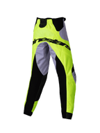 Alpinestars 2025 Kids Racer Veil Pants, pantalon de motocross, gris et jaune fluo, avec empiècements extensibles noirs et logo Alpinestars à l'arrière, design ergonomique sportif pour la course tout-terrain des jeunes