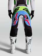 Alpinestars pantalon Supertech Dyna, motocross pour homme, vert fluo et lilas clair, vue arrière, panneaux perforés