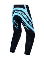 Alpinestars Supertech Vesta, pantalon de motocross noir et bleu turquoise, vue de dos, rip-stop extensible, coupe racing.