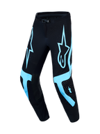Alpinestars Supertech Vesta, pantalon de motocross pour homme, noir et turquoise, taille 32, coupe racing, rip-stop ventilé.