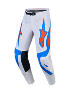 Alpinestars Supertech Vesta, pantalons de motocross pour homme, blancs, lilas clair et rouge cardinal, panneaux perforés respirants