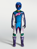Alpinestars Techstar Maven Gear Set AND Techstar Maven Pants, Men's Motocross outfit, Blue and White with Pink accents.