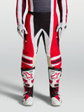 Pantalon Alpinestars Techstar Maven, pantalon de motocross rouge et blanc, coupe athlétique avec renforts de genoux en cuir