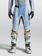 Alpinestars Pantalon Techstar Maven, pantalon de motocross pour homme, bleu et orange, avec perforations laser pour la ventilation et coupe racing ergonomique