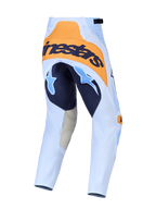 Pantalon Techstar Maven Alpinestars, pantalon de motocross pour homme, bleu et orange, vue de dos avec assise renforcée.
