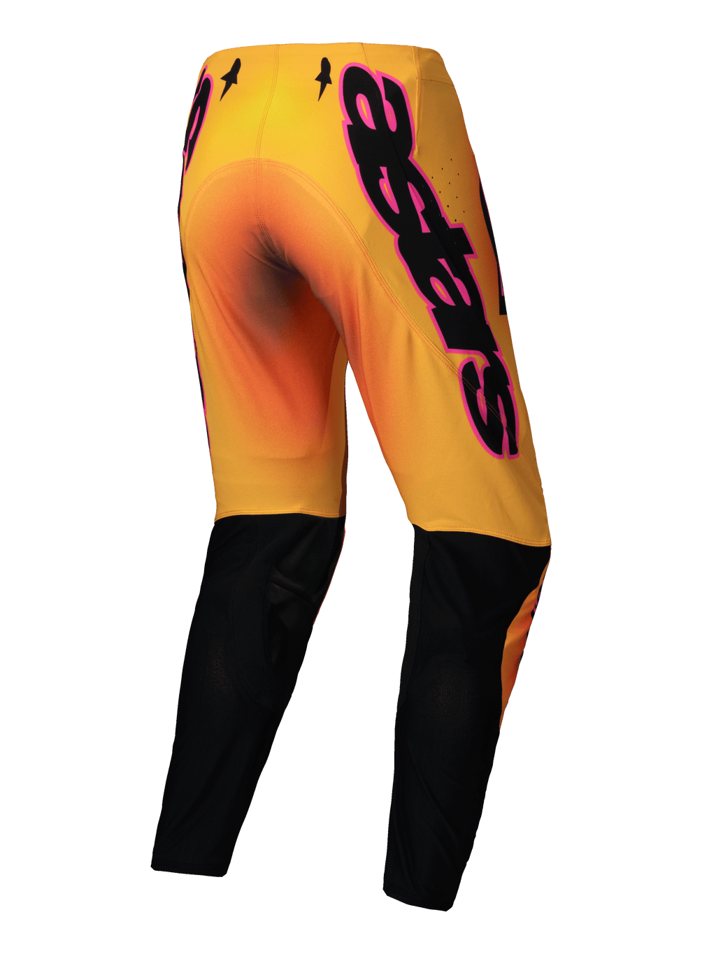Alpinestars Pantalon Supertech Lipan 2025, pantalon de motocross pour homme, jaune et rose avec bas des jambes noirs, construction stretch rip-stop