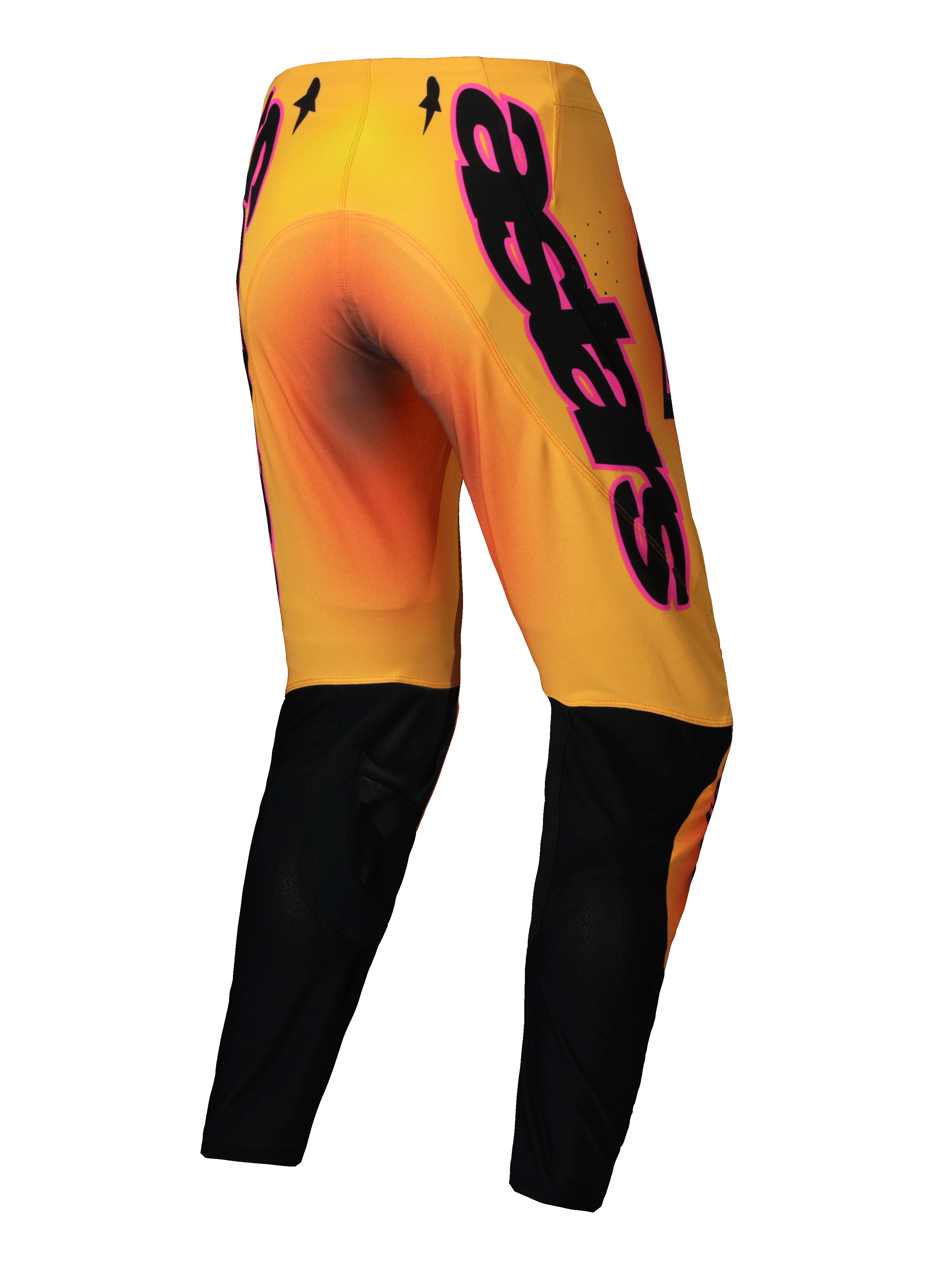 Alpinestars Pantalon Supertech Lipan 2025, pantalon de motocross pour homme, jaune et rose avec bas des jambes noirs, construction stretch rip-stop