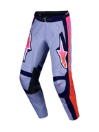 Alpinestars Racer Air Hunt, pantalons de motocross violets et rose fluo, polyfibre ventilée et genoux en cuir