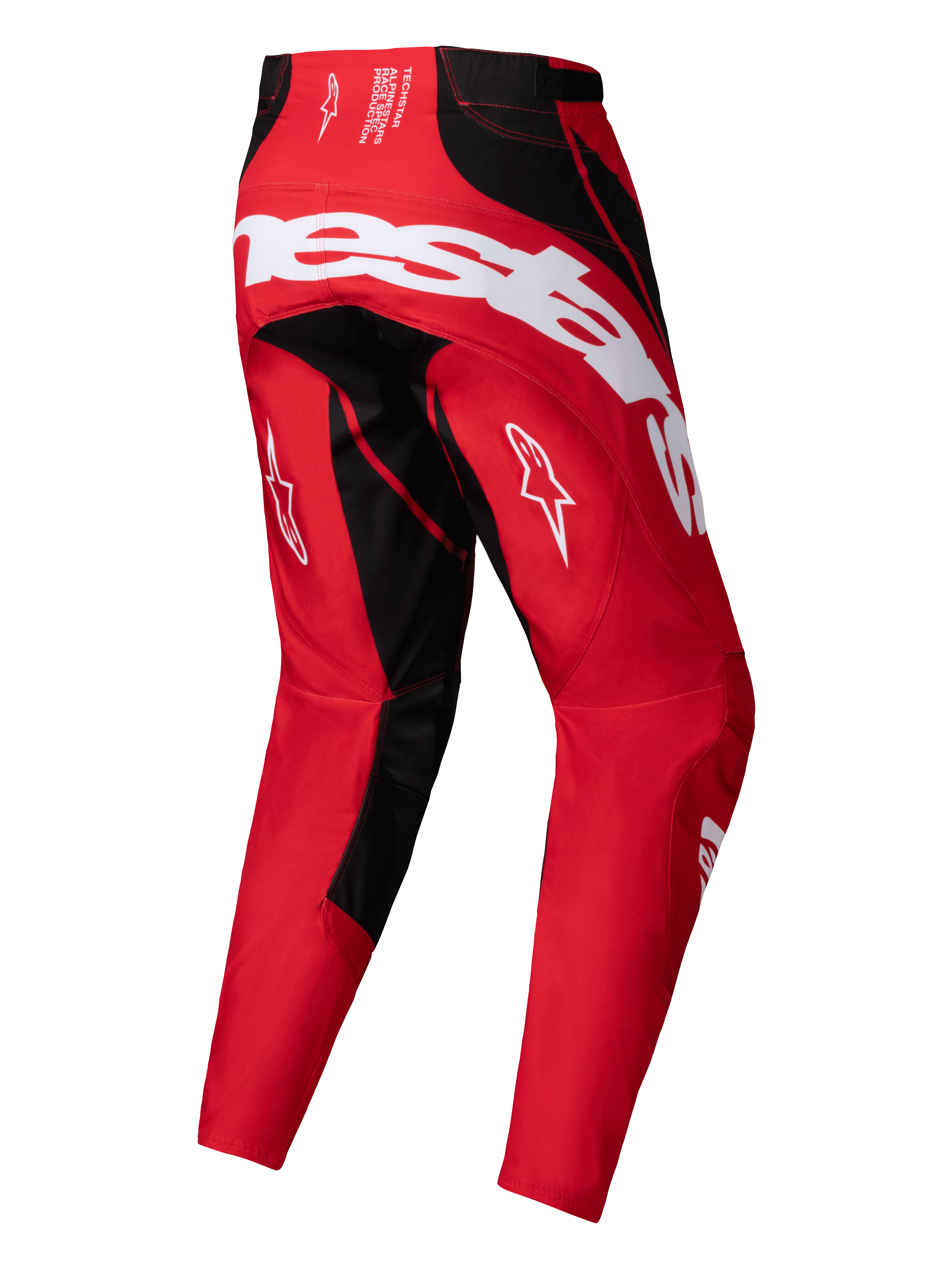 Pantalon Techstar Dreem 2025, pantalon de motocross pour homme, rouge vif et noir, vue de dos montrant la construction ripstop extensible et le polyfabric 600D résistant
