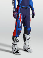Pantalon Alpinestars Racer Hunt, pantalon de motocross pour homme, bleu et rouge, coupe pré-courbée en poly-tissu durable