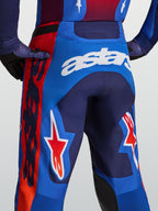 Pantalon Racer Hunt Alpinestars, pantalon de motocross bleu et rouge pour homme, logo Astars blanc et graphismes d'étoiles