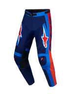 Alpinestars Racer Hunt, pantalon de motocross pour homme, bleu et rouge, fabriqué en tissu poly 600D avec jambes pré-courbées pour une performance tout-terrain optimale.