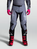 Alpinestars Pantalon Racer Amber, pantalon de motocross tout-terrain pour homme, gris et noir, jambes pré-courbées performantes.