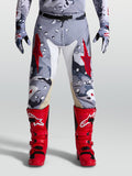 Alpinestars Pantalon Racer Air Lone, motocross homme, gris camouflage et rouge, tissu perforé et genoux en cuir