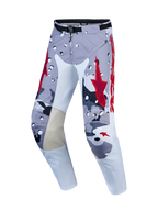 Pantalon de motocross Alpinestars Racer Air Lone, gris et rouge, construction ventilée et coupe pré-courbée ergonomique.