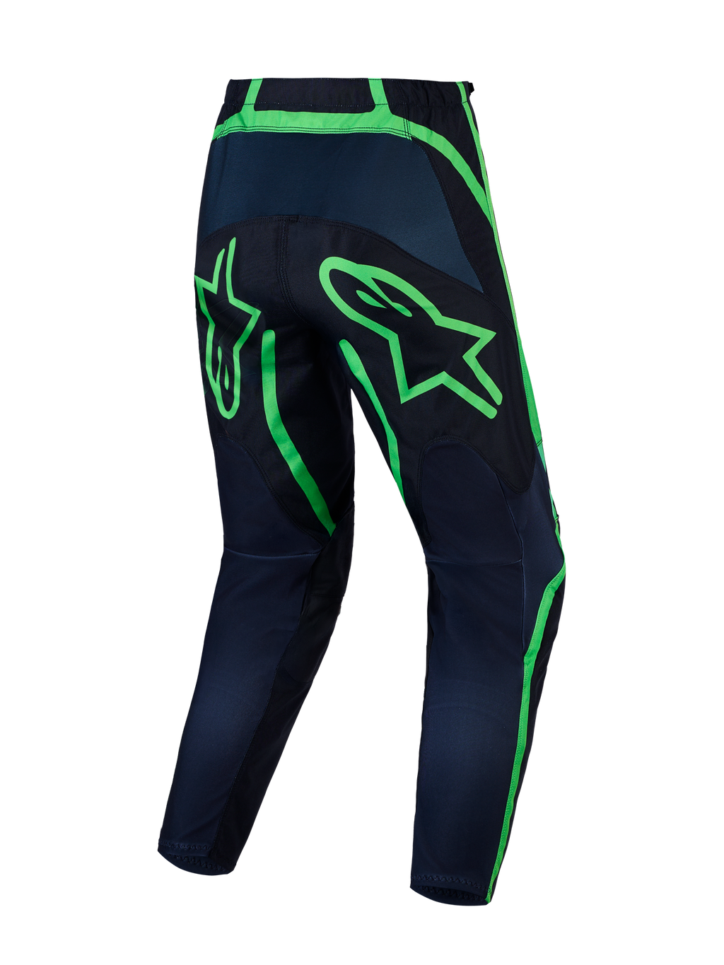 Alpinestars Fluid Apex V2 Motocross Pants, Men's, Black and Green Fluo, durable 600D polyfabric with pre-curved legs.