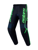 Alpinestars Fluid Apex V2 Men's Motocross Pants in Black and Green Fluo, featuring 600D polyfabric and pre-curved legs.